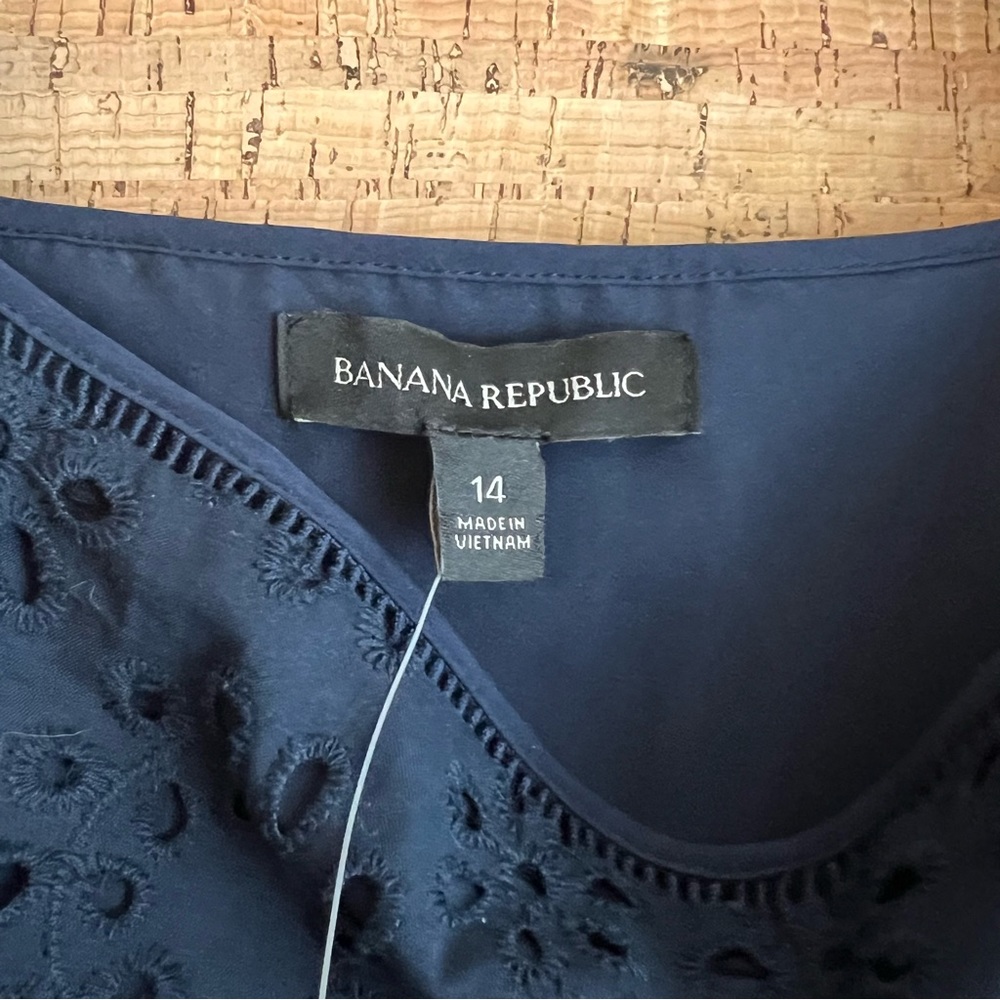 Banana Republic Navy Eyelet Midi Dress - Picture 7 of 9